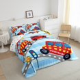 thumbnail image 4 of Erosebridal Ensemble de Couette Simple à Motif d'Autobus Cartoon, Couette en Duvet Ligne de Circulation, Déco de Véhicule Automobile, Réversible 2 Pcs, 4 of 8