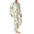 thumbnail image 2 of Fuzoiu Rose Print Men's Long-Sleeved Pajama,Lounge Button Down Nightwear,Mens Notch Collar Pajama Set -X-Large, 2 of 7