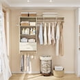 thumbnail image 3 of Homieasy Wall Cabinet with Hanging Rods, 60'' Wide Laundry Wall Cabinet with 2 Drawers, Open Rack & Adjustable Inner Shelf, Storage Cabinet Wall Mounted, White Oak, 3 of 7