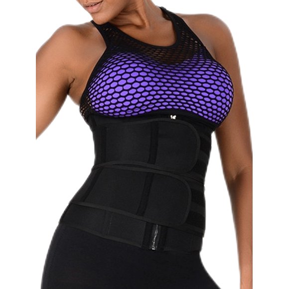 LUXUR Gaine pour Femmes, Contrôle du Ventre, Ceinture Sculptante à Bande Magique, Gaine Taille Décontractée, Serre-Taille, Couleur Unie, Amincisseur, Bande Ventrale, Noir, TG