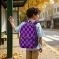 thumbnail image 6 of Purple and Black Checkered Pattern 17" School Backpacks for Teens,Waterproof Oxford Fabric,S-Shape Padded Straps for School,Travel,Hiking,Camping, 6 of 6