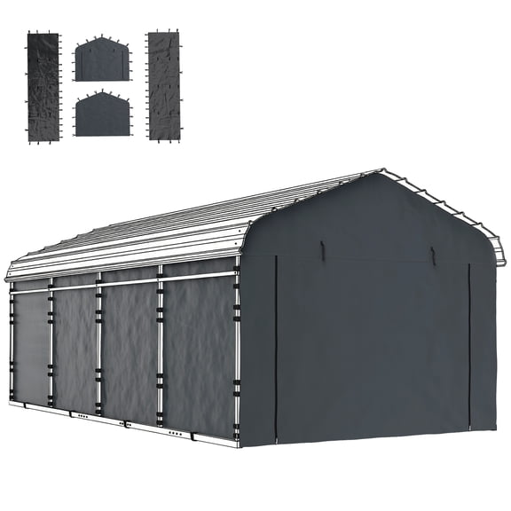 Carport Replacement Sidewall Panel for 10' x 15' Carports, UPF50  Waterproof Replacement Side Wall Cover, Dark Gray