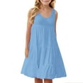 thumbnail image 7 of qolati Toddler Girl's Summer Dresses Boho Strap Casual Sleeveless Tiered Swing Tank Dress 2025 Casual A Line Sundress with Pockets for 4-14 Years, 7 of 7
