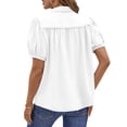 thumbnail image 5 of UVN Summer Short Sleeve Blouses for Women Casual Button Down Shirts V Neck Dressy Ladies Tops, 5 of 7
