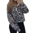 thumbnail image 3 of Y2k Quarter Zip Pullover Sweater Women Oversized Cute Hoodie Colorful Patchwork Cow Print Hoodies Leopard Print S, 3 of 8