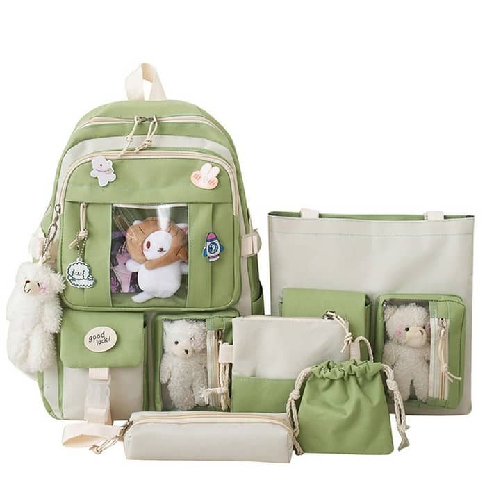 Inadays Girls Cute Backpack Kawaii Plush Bear 5pcs Set School Bag Cute ...