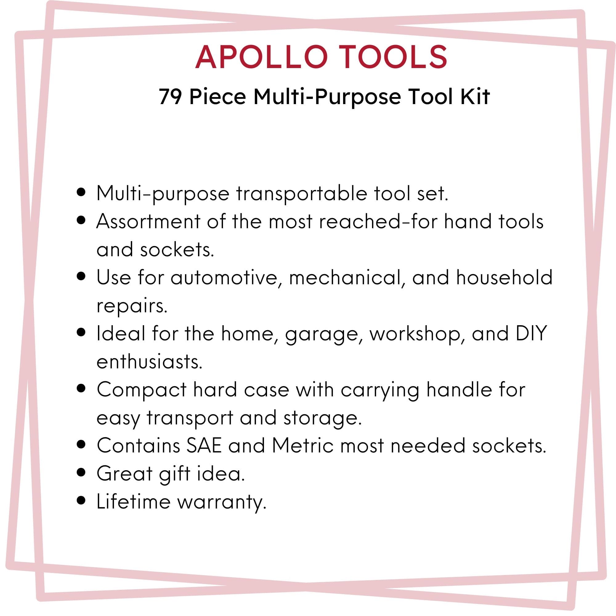 Apollo Tools 79-Piece Multi-Purpose Tool Kit photo 7