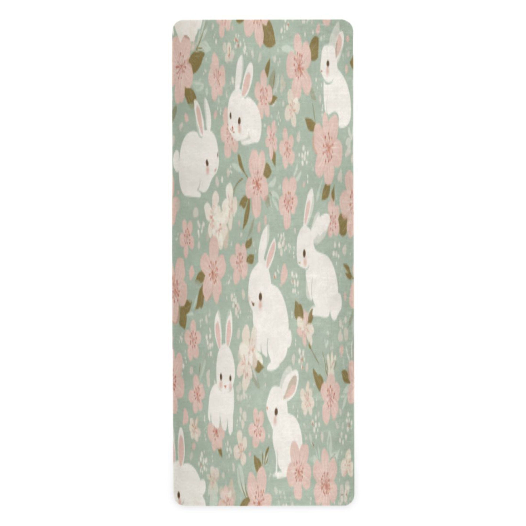 BZSMCE Yoga Mat Women Fitness Mat Blossom Bunny Garden Pattern