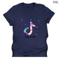 thumbnail image 1 of VONKY T-shirt Femme Imprimé Décontracté Col Rond Manches Courtes Blouse, Bleu Marine, TTG, 1 of 4