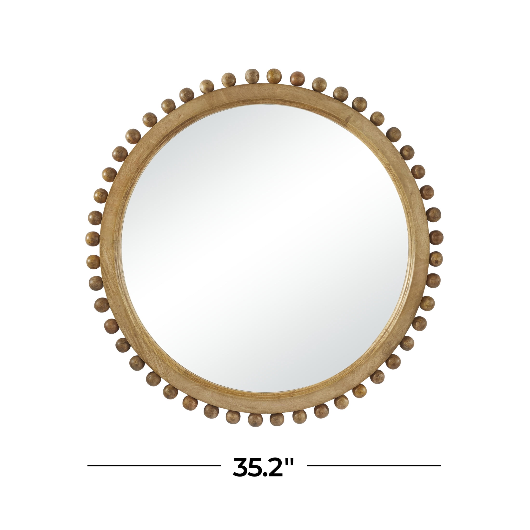 DecMode 35" x 35" Gold Wall Mirror with Beaded Detailing
