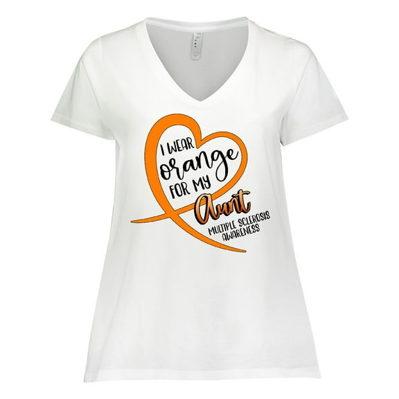 Inktastic I Wear Orange for my Aunt Multiple Sclerosis Awareness Women's Plus Size V-Neck T-Shirt