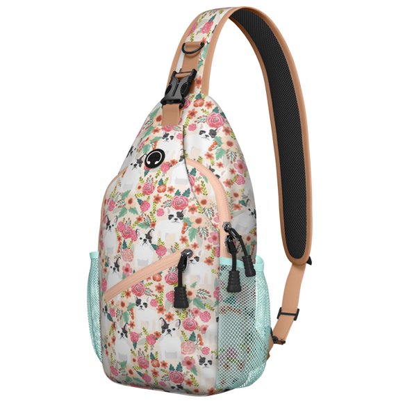 Sac à Dos à Motif Géométrique de Chien pour Femmes Hommes, Sac Bandoulière Imprimé Canin Abstrait avec Motif Patte et Os, Sac de Voyage Randonnée