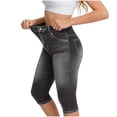 thumbnail image 2 of Enjoytime Womens Capri Pants Print High Waisted Stretchy Imitation Denim Yoga Leggings Summer Casual Capris, 2 of 5