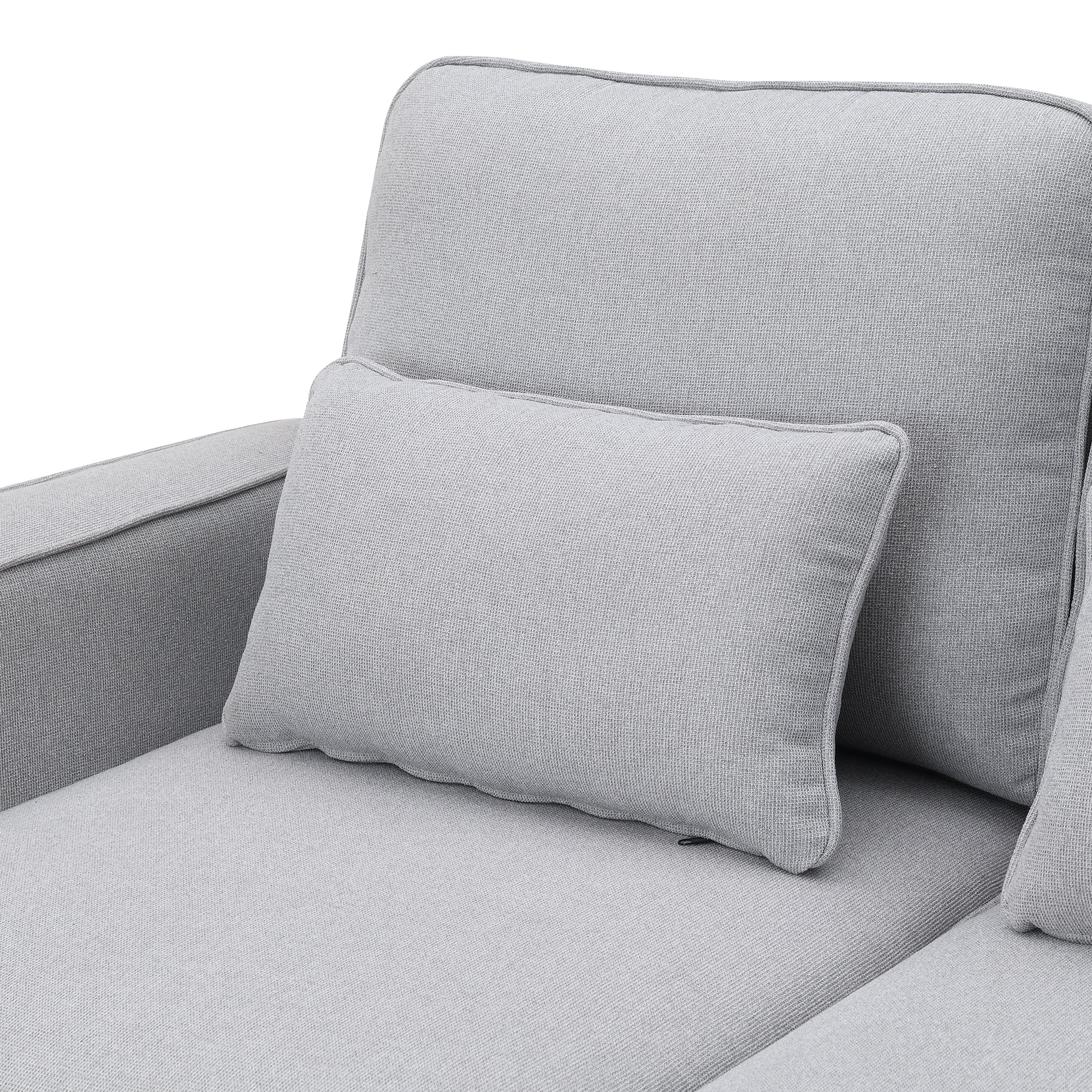 Upholstered Sectional Sofa with Console,114.2inch Modern 4 Seater Sofa Fabric Sofa with 4 Pillows and 2 Cup Holders and 2 USB Ports for Living Room, Apartment, Office,Light Gray