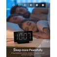 thumbnail image 3 of Reloj despertador digital para dormitorio, reloj digital de diseño curvo moderno, dígitos LED blancos visibles, 5 niveles de brillo + apagado, 2 volúmenes, 3 tonos de alarma, memoria de apagado, 12/24 horas 1 pieza JM, 3 of 5