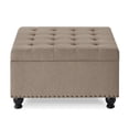 thumbnail image 5 of CQSXDA Large Square Storage Ottoman with Wooden Legs, Upholstered Button Tufted Coffee Table with Nail Trims, 5 of 9