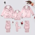 thumbnail image 2 of Hifoo Solid Color Sleepwear Men's Silk Matching Family Pajamas Long Sleeve Lapel Button Blouse Tops Pants Sets Cozy Casual Home Loungewear, 2 of 7