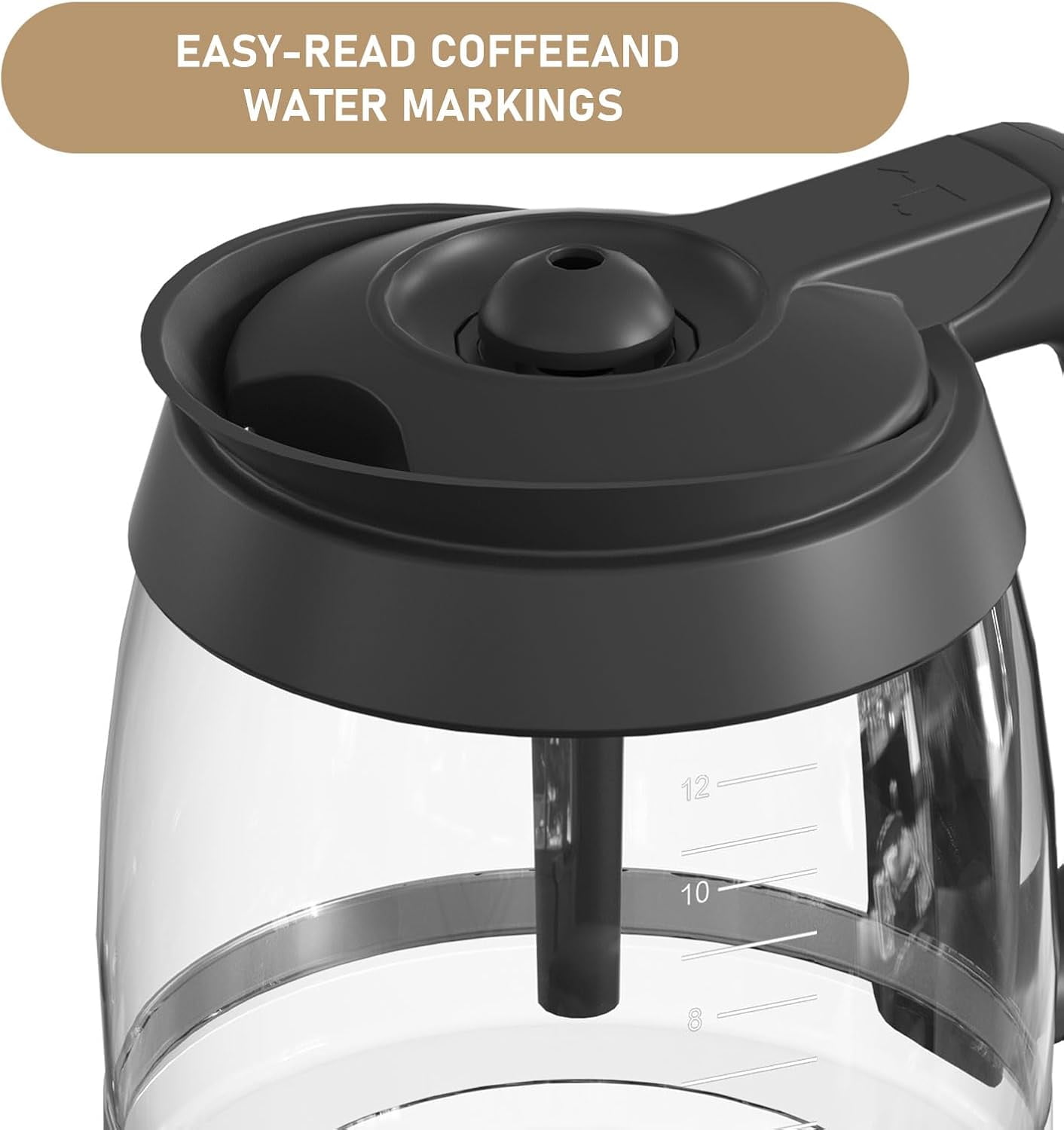 CE200 12-Cup Glass Coffee Pot Replacement Compatible with Ninja Coffee Brewer Maker Models CE251 CE201 CE201C CE200 CE200C Model# XGLSLID200