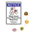 thumbnail image 5 of Notice Wipe Down Your Work Area Regularly Safety Precaution For Door Or Window Social Distancing Required Aluminum Metal Sign 18"x24", 5 of 5