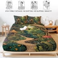 thumbnail image 5 of Twin Sze Fitted Sheet Set - Forest 2 Piece Bedding Sets 16" Deep Pocket Fitted Sheet with 1 Pillowcase, Vintage Cottage Mushroom Tree Floral Green Brushed Microfiber Hotel Luxury Bed Sheets, 5 of 9