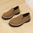 thumbnail image 4 of Xfvqtps Womens Slip on Loafers Casual Shoes Round Toe Flat Shoes Thick Sole Comfortable Walking Shoes with Side Zipper Brown, 4 of 9