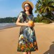 thumbnail image 4 of Easygdp Sunflower Field Spotted Dog para Vestido Transpirable de Mujer, Vestido Suelto de Manga Corta con Pliegues y Bolsillos para el Verano, 4 of 6