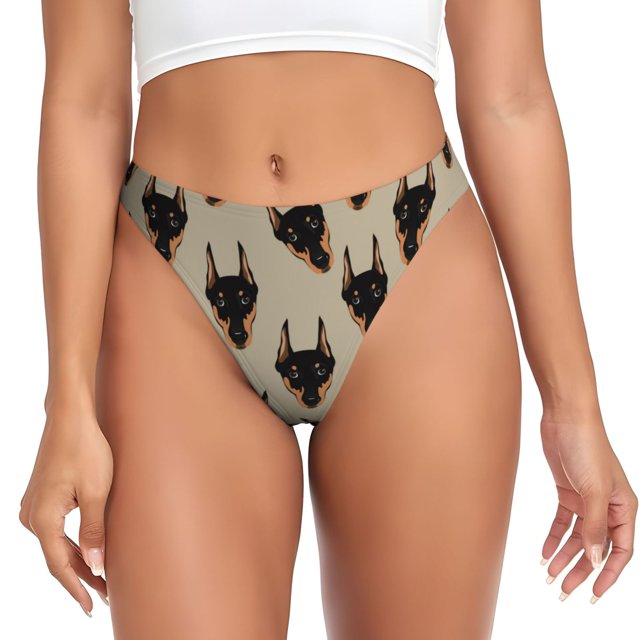 Balery Cute Black Dog Tangas de Algodón para Mujer con Estampado – Ropa Interior Sexy, Transpirable, G-string-4X-Large