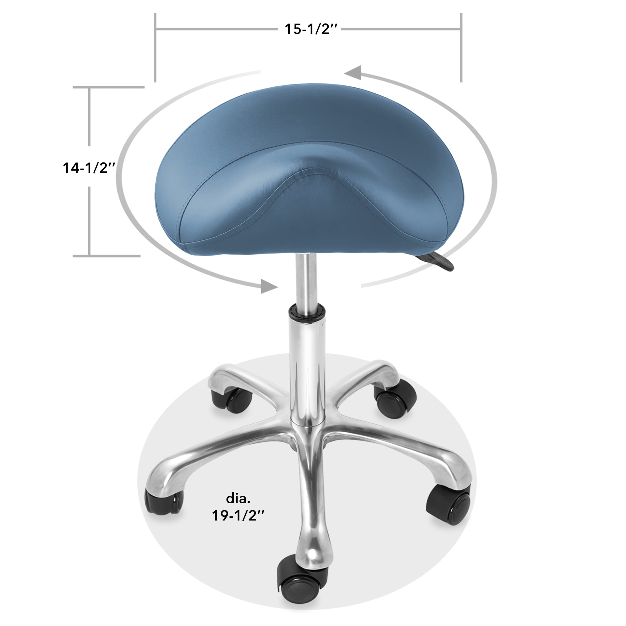 Saloniture Ergonomic Saddle Stool - Blue, Adjustable