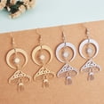 thumbnail image 4 of 1Pair Alloy Long Dangle Earrings Moon Sun with Mushroom Golden 82x30mm Pin: 0.8mm, 4 of 7