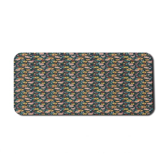 Floral Computer Mouse Pad, Continuous Pattern with Abstract Colorful Design Flowers, Rectangle Non-Slip Rubber Mousepad X-Large, 35" x 15" Gaming Size, Multicolor, by Ambesonne