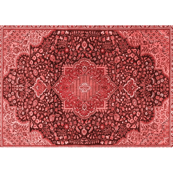 Ahgly Company Indoor Rectangle Medallion Red Traditional Area Rugs, 5' x 7'