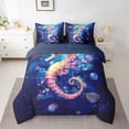 thumbnail image 3 of Homewish Dreamy Seahorse Animal Twin Bedding Sets 7-Piece for Kid, Navy Seashell Starfish Bedding Comforter Set, Flower Floral Reversible Sheet Sets, Super Cozy Room Decor, 3 of 8