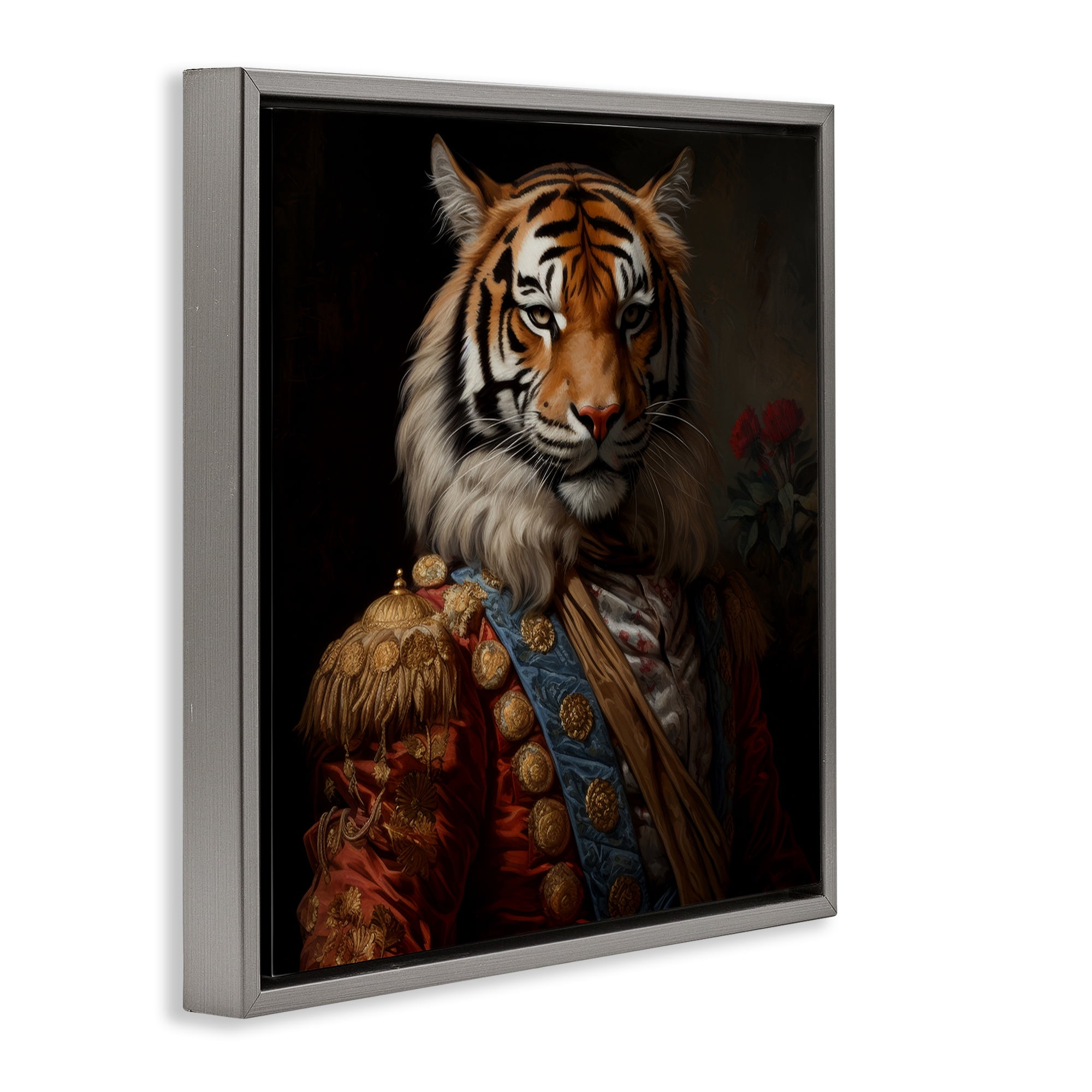 Stupell Industries Noble Tiger Transformation Gray Framed Floater Canvas Wall Art, design by Lazar Studio