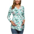 thumbnail image 5 of asdoklhq Maternity Clothes for Women,Flowers Leaf Print Long Sleeve Waistband Maternity Breastfeeding Clothe Top, 5 of 9