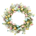 thumbnail image 1 of Corona de huevos de Pascua de primavera guirnalda floral colorida, diseño festivo llamativo, follaje artificial, ligero, pared para la repisa de la puerta, decoración del hogar, 1 of 6