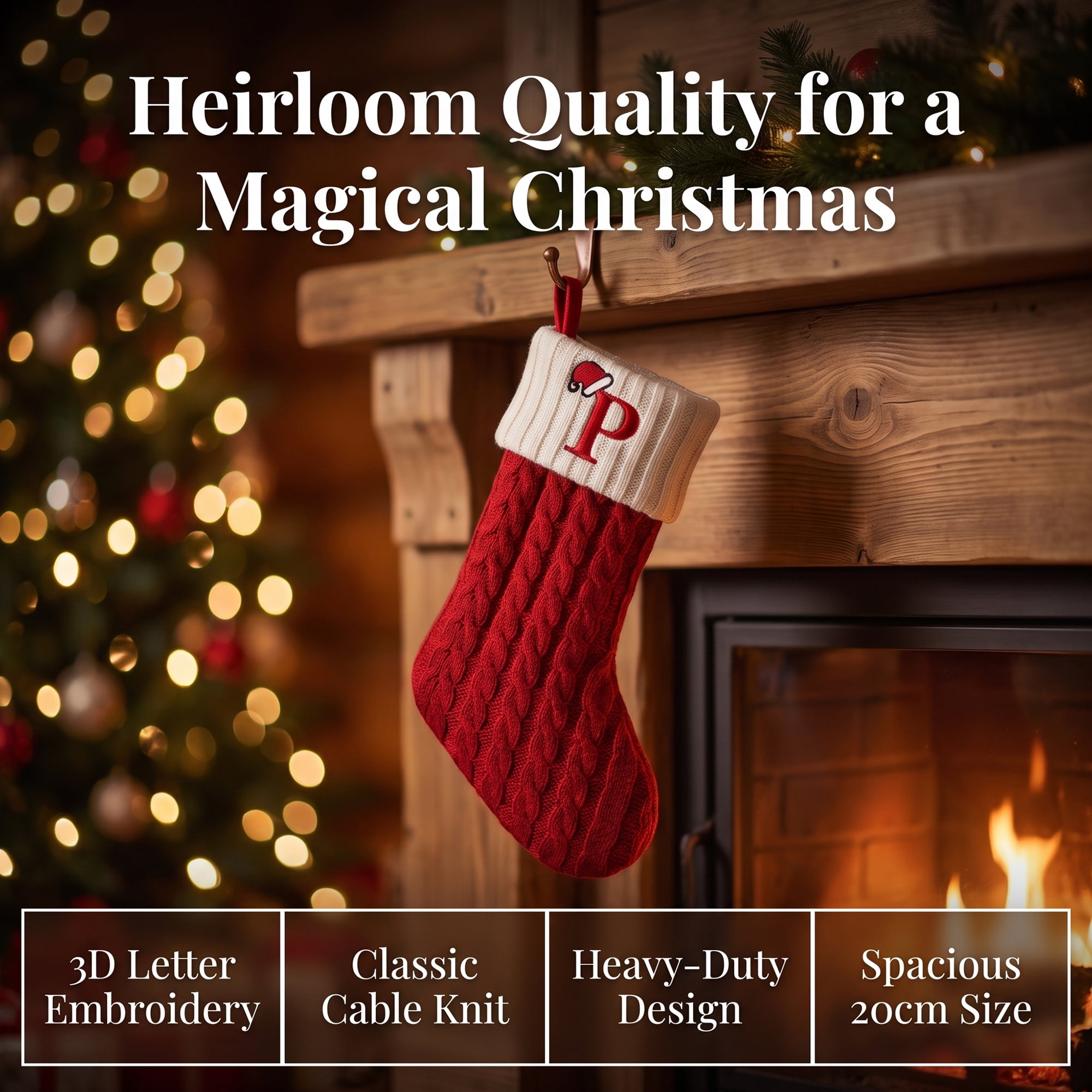 Unique Bargains Cartoon Christmas Luxury Grand Hearth Accent Stocking Letter P 8"