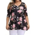thumbnail image 1 of Askfv Plus Size Tunic Tops For Women Casual Flowy Tshirts Ruched Blouses For Leggings XL-4XL, 1 of 3
