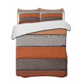 thumbnail image 2 of Quilts Full Size, Orange Wooden Soft Comforter Bedding Set for Bed, Grey Stripe Gradient Country Rustic Grain Lightweight Quilted Bedspread with Pillow Cover(2 Pieces) for All Season, 78x90 Inch, 2 of 6