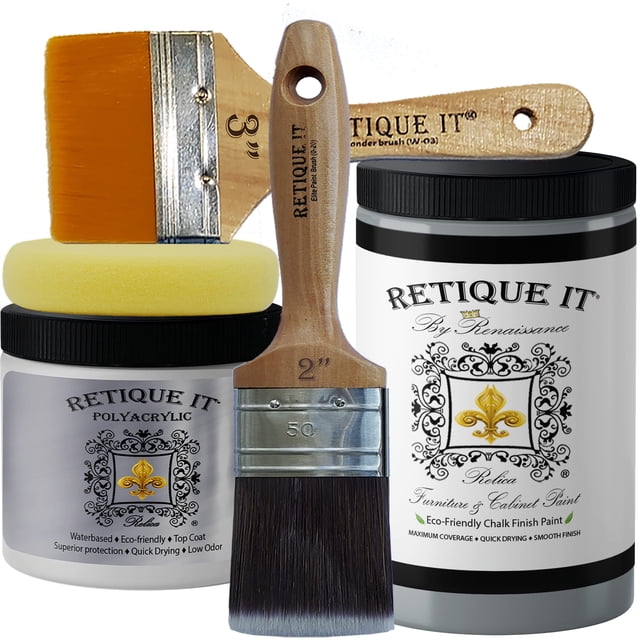 Retique It Chalk Furniture Paint by Renaissance DIY, 6 Piece Set, 05 Stone Castle, 32 Ounces