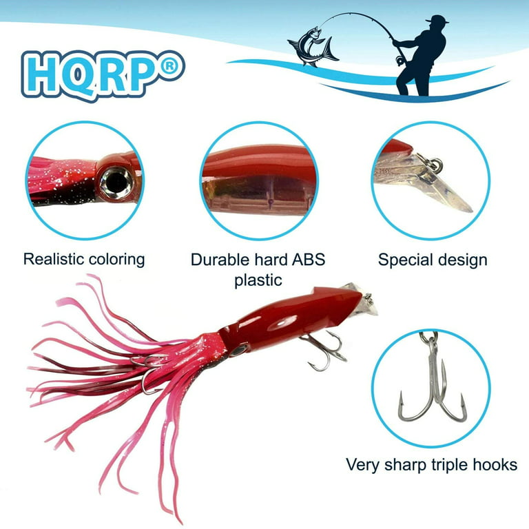 Hqrp 5.5 inch Fishing Lure 1.5oz Salt-Water Fish Bait Squid Octopus Trolling Swimbait Hard Tackle for Stripped Bass