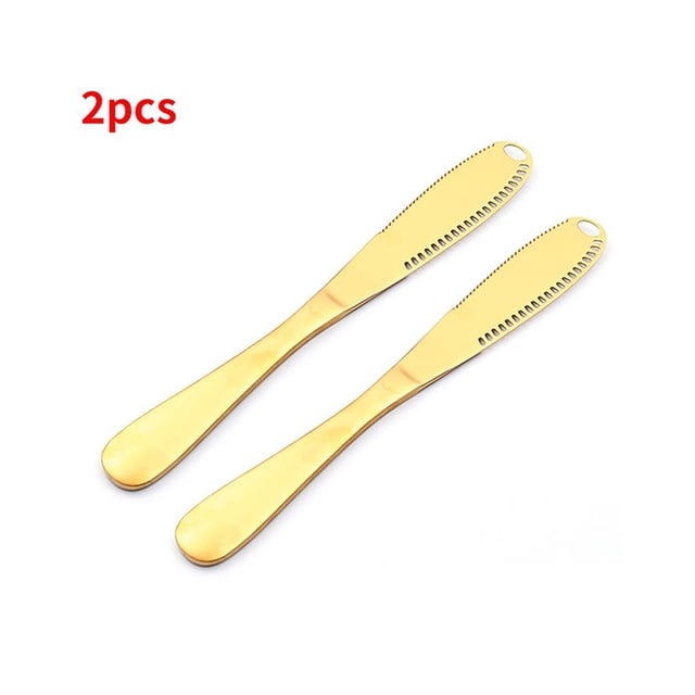 Inteprter Cuchillo de mantequilla Cortador de mantequilla de queso de acero inoxidable con agujero Crema batida Cuchillo de pan Utensilios de cocina Cocina y Comedor Inteprter HA017522-00
