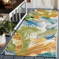 thumbnail image 3 of SAFAVIEH Barbados Banana Leaves Outdoor Runner Rug, Gold/Green, 2'8" x 10'5", 3 of 8