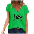 thumbnail image 2 of Brilliant Womens Tops Plus Size under $5 Spring Summer 2025 Women's Casual Fashion Summer V-Neck T-Shirt Printed Short-Sleeved Tops/Green/S-5XL, 2 of 3