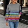 thumbnail image 6 of IUYRTFE Women's Colorful Striped Crew Neck Long Sleeve Sweatshirt – Relaxed Fit Casual Pullover for Fall, Winter, and Daily Wear, 6 of 6