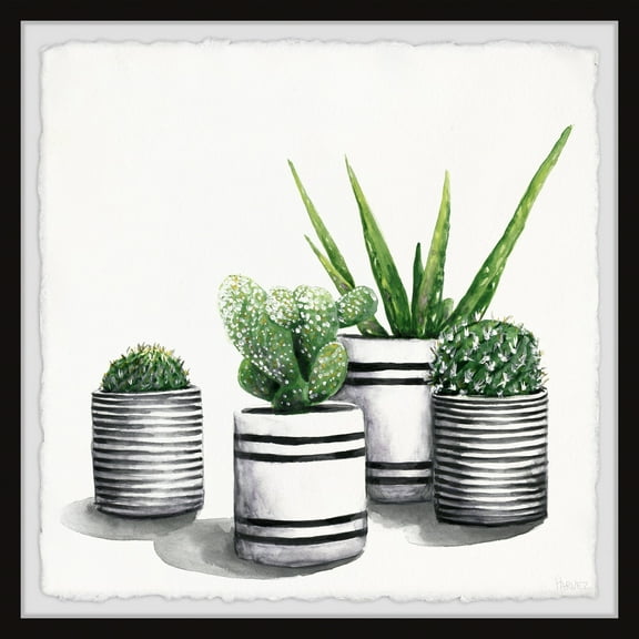 Parvez Taj Stripey Pots Framed Wall Art