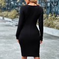 thumbnail image 4 of Vestido túnica de manga larga con cintura alta, vestido cruzado con escote en V y fruncido para mujer, vestido cruzado con escote en V, máxima comodidad, 4 of 6