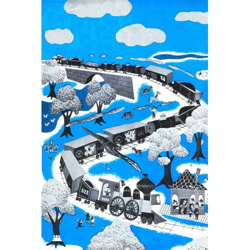 Marmont Hill "Circus Train" by Curtis Painting Print on Canvas