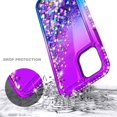 thumbnail image 2 of Nagebee Case for iPhone 11 Pro with Tempered Glass Screen Protector, Glitter Flowing Liquid Floating with Bling Diamond, Shockproof Durable Girls Cute Case (Purple/Blue), 2 of 6