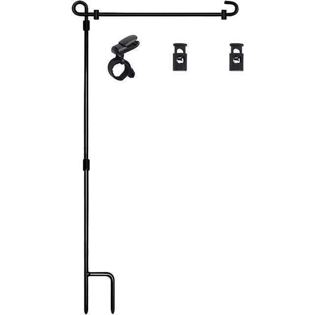 Soporte para bandera de jardín con clip y tapón soporte para bandera de jardín Metal para decoración de jardín