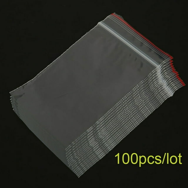 LEEYNEER 100Pcs Transparent Zipper Bags Clear Sealable Bags For Factory 11x16cm